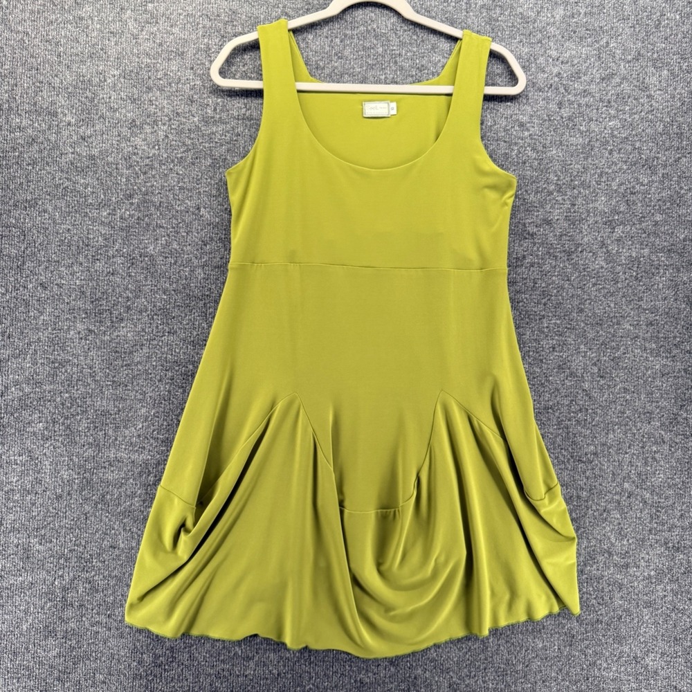 Sympli Dress Womens 10 Green Bubble Hem Jersey Sleeveless Tank Casual Lagenlook